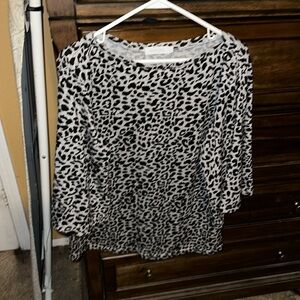 Black and grey cheetah print bell sleeve top